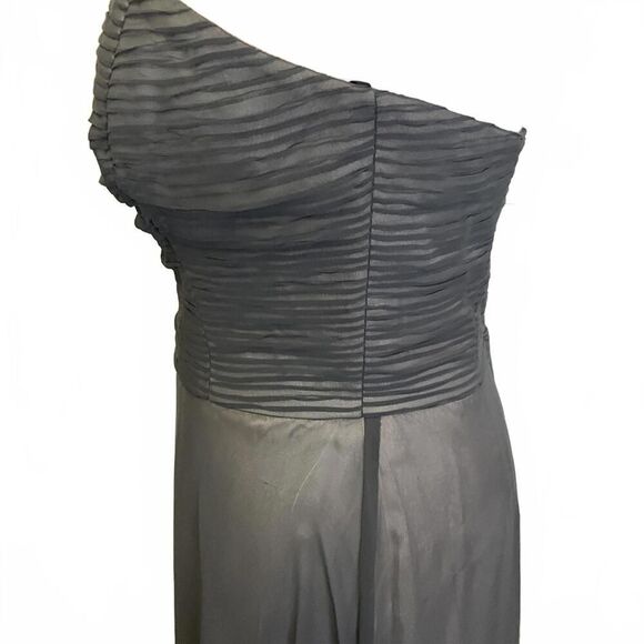 Vintage Jim Hjelm Occasions Women's 10 Grey Strapless Maxi Dress Gown Back Zip - Picture 10 of 15